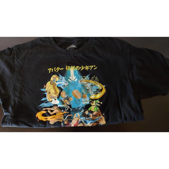 Nickelodeon Avatar The Last Airbender Mens Size XL Black T-Shirt Tee Aang Katara - Picture 1 of 3